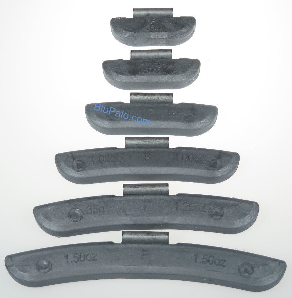 150pc ASST CLIP-ON WHEEL BALANCE WEIGHT P STYLE GRAM INCREMENTS STEEL WHEELS