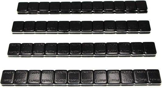 BLACK ADHESIVE WHEEL WEIGHTS, 0.25 OZ 1/4 OUNCE, 576 PIECES, 9 POUNDS TOTAL